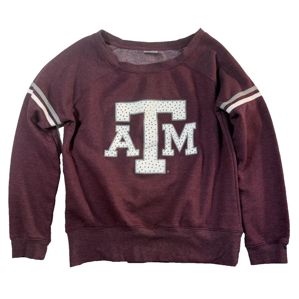 Texas A&M Sweatshirt Womens LG Maroon Rhinestone McBling Chic Game Day
